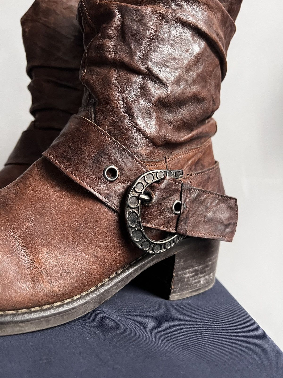 Western Rise Rare Avant garde guidi style leather moto boots 90s Size US 6 / EU 39 - 4 Thumbnail