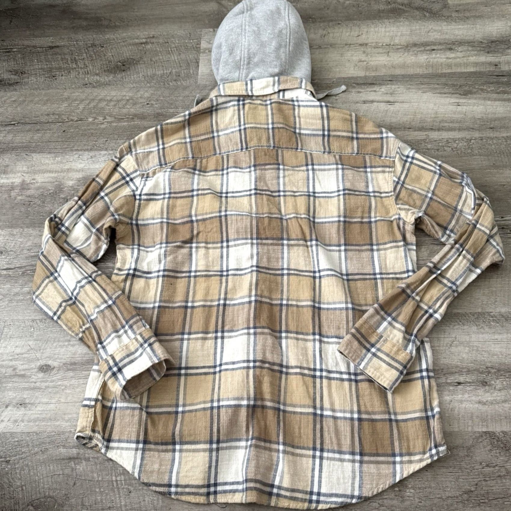 American Eagle Outfitters American Eagle Outfitters Hooded Flannel Shirt Mens M Plaid Removable Hood Super Soft Beige 2-in-1 Casual Cabin Core Size US M / EU 48-50 / 2 - 5 Thumbnail