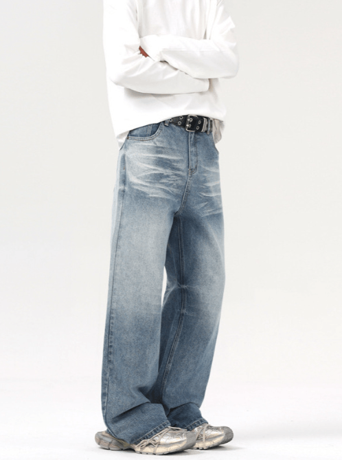 Japanese Brand Vintage washed wide-leg blue trendy loose bootcut jeans Size US 32 / EU 48 - 3 Thumbnail
