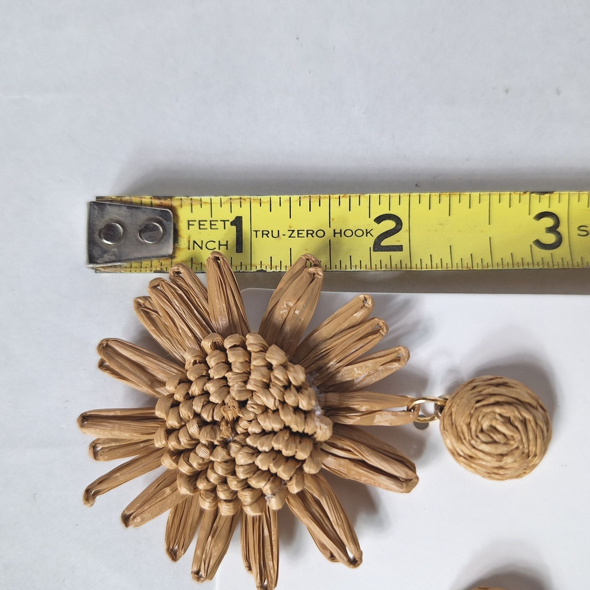 Other Raffia Sunflower Drop Earrings Tan 2.5” Coquette Boho Tropic Size ONE SIZE - 3 Thumbnail