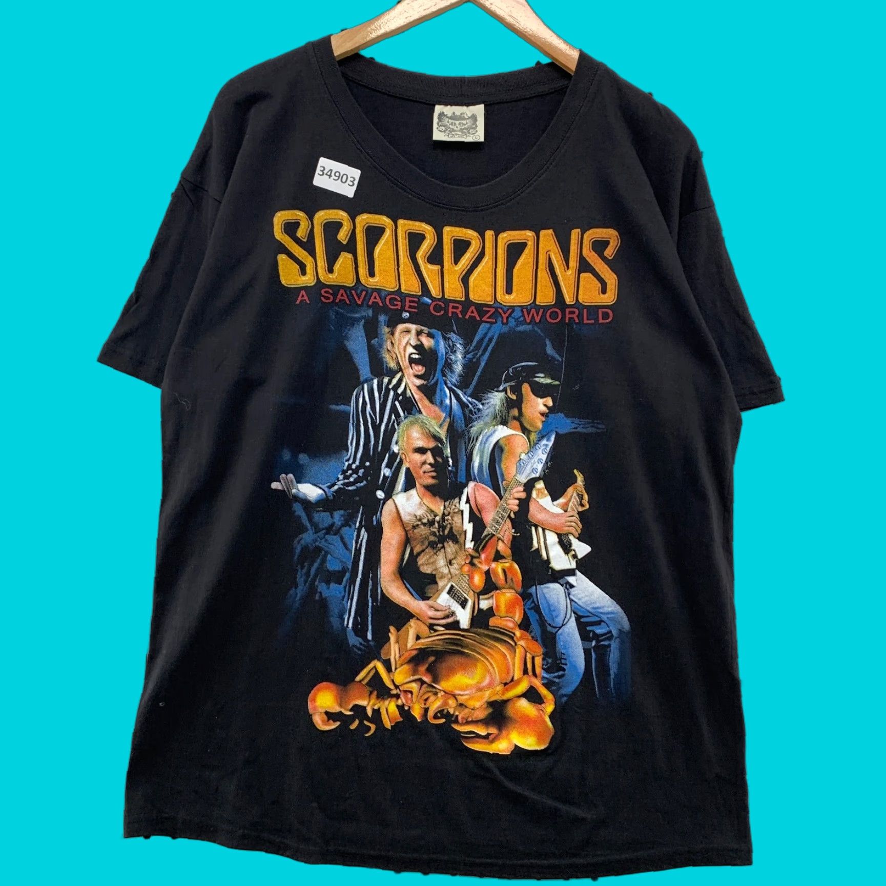 Vintage VINTAGE Scorpions Band T-Shirt Men Large Black Music 90s Rock Casual Size US L / EU 52-54 / 3 - 1 Thumbnail