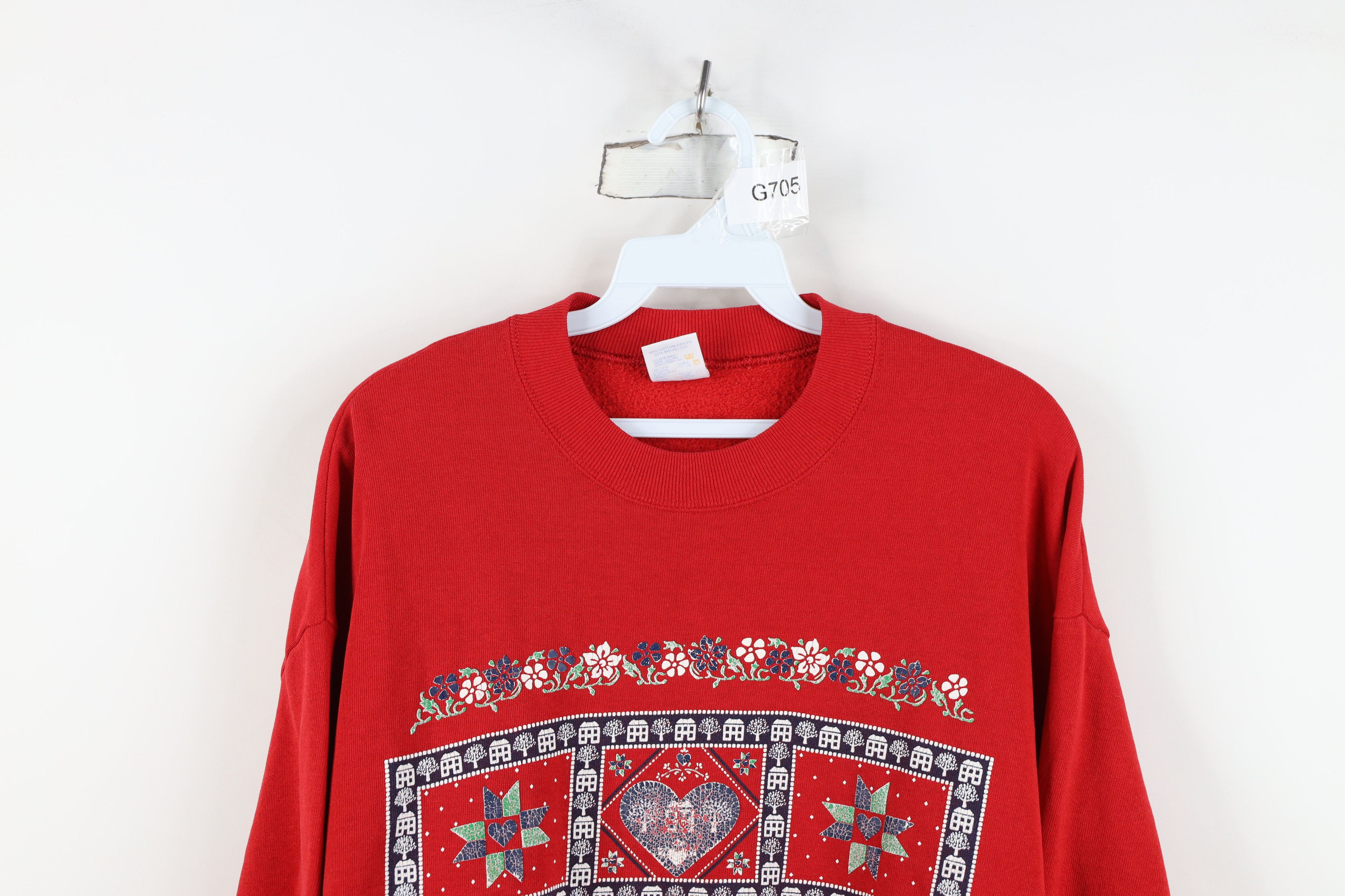 Vintage Vintage 90s Streetwear Quilt Heart Farmhouse Sweatshirt USA Size US L / EU 52-54 / 3 - 2 Thumbnail