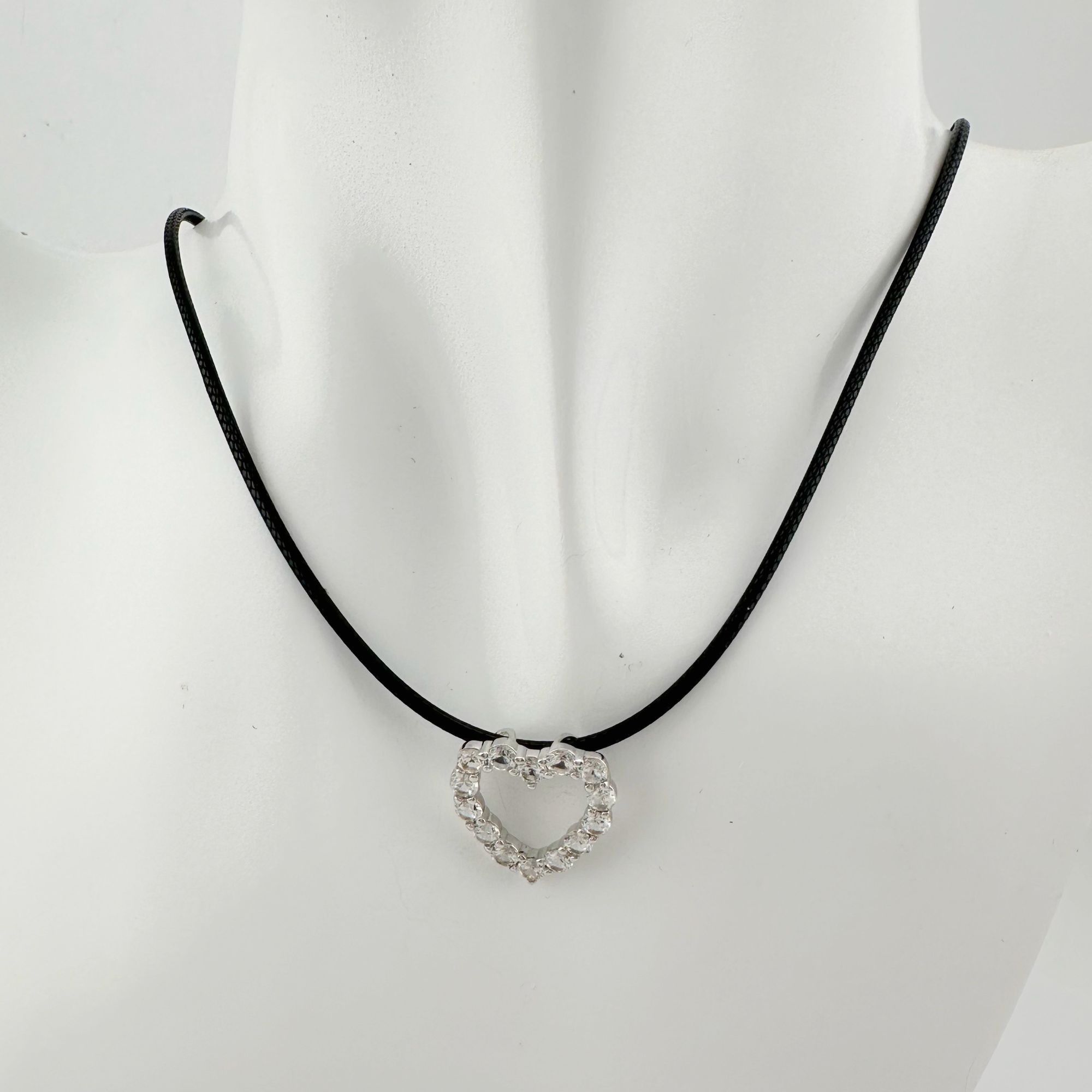 Other 2.5 Lab Created Carat White Sapphire Heart Necklace on Back Size ONE SIZE - 2 Thumbnail