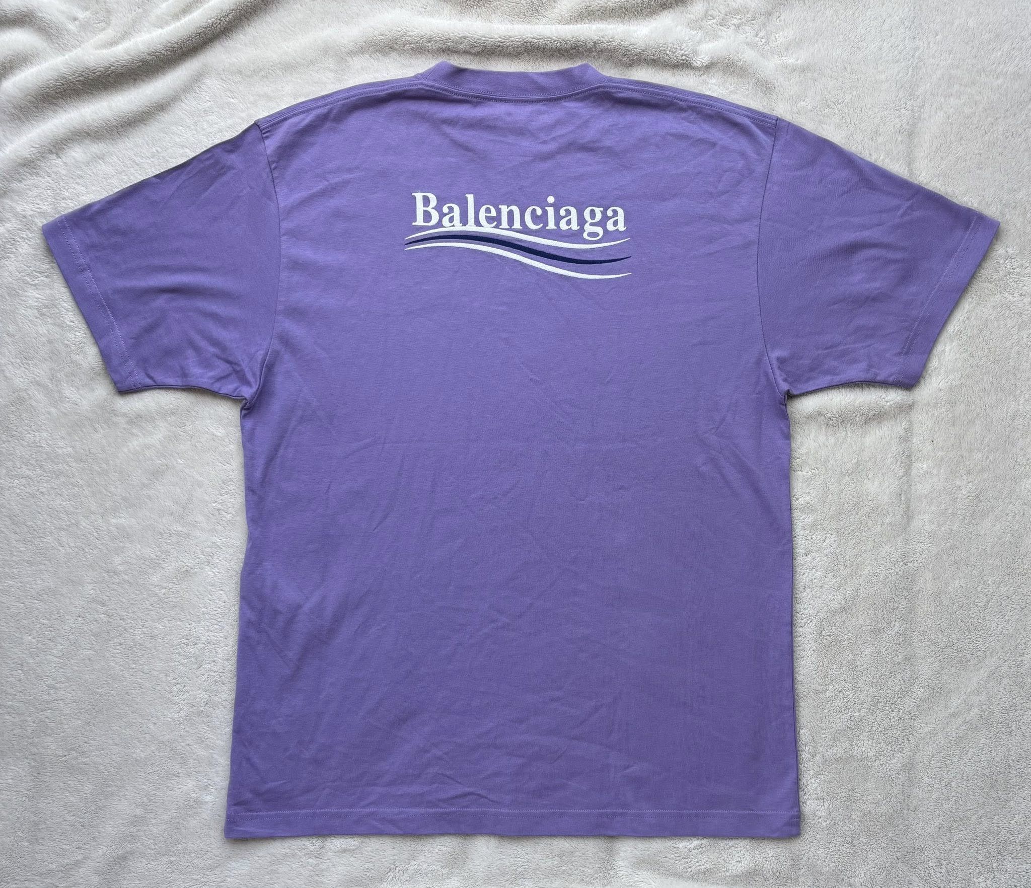 Balenciaga 3XL - Balenciaga Purple Embroidered Campaign Logo Tee Size US XXL / EU 58 / 5 - 3 Thumbnail
