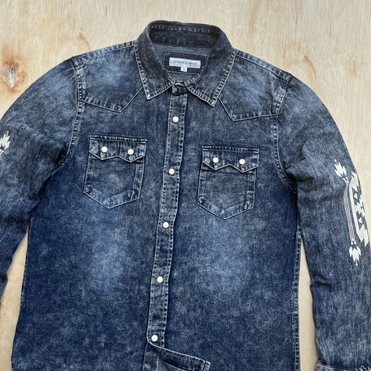 Japanese Brand GROWTH BY GRAIL DENIM WESTERN SHIRT Size M / US 6-8 / IT 42-44 - 2 Thumbnail