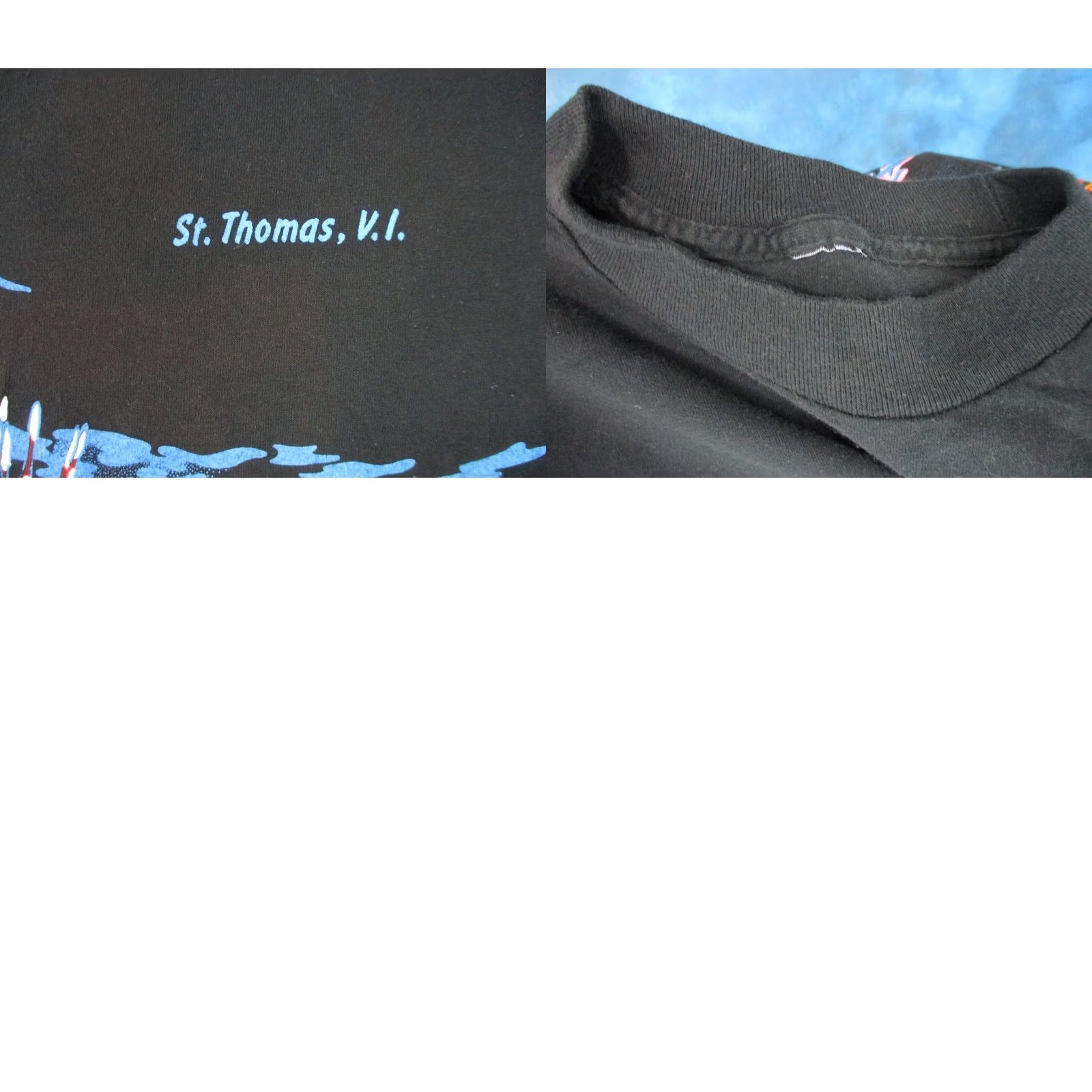 Vintage VINTAGE ST. THOMAS VIRGIN ISLAND OCEAN T-Shirt MEDIUM Men 80s 90s Black Crew Neck Short Sleeve Size US M / EU 48-50 / 2 - 8 Thumbnail