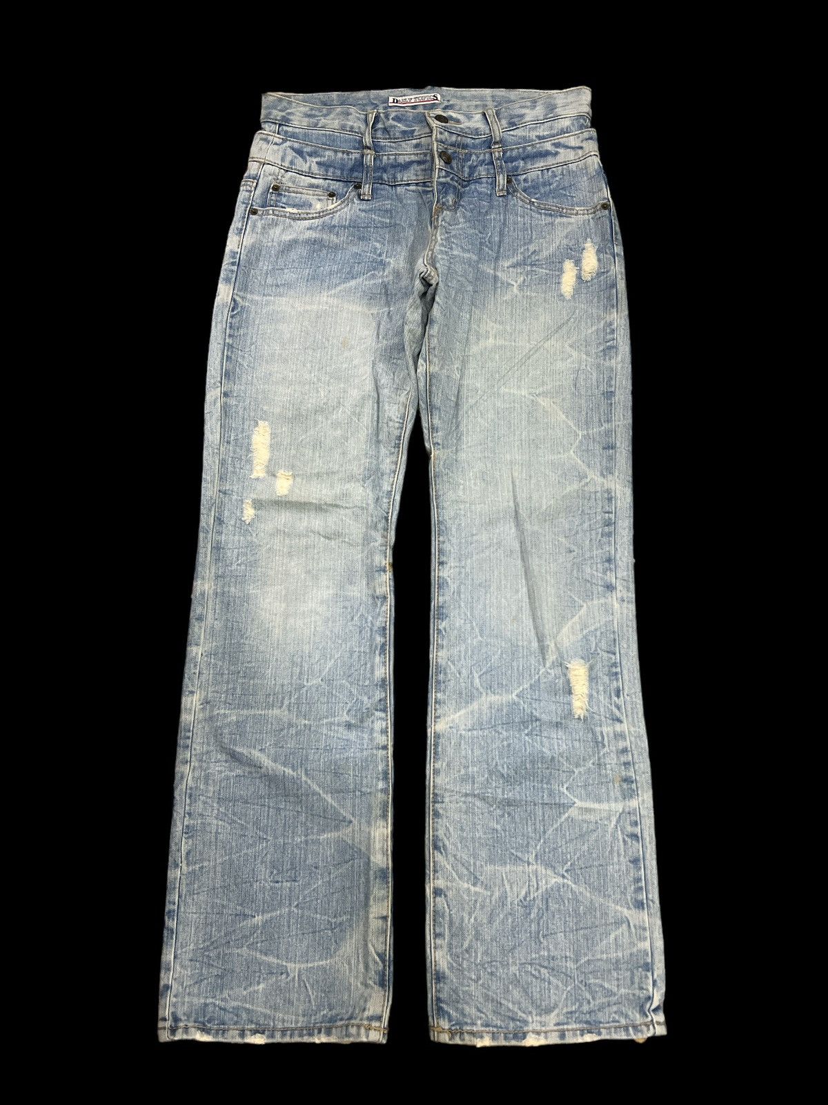 image of Designer Double Waist Daily Topics Distressed Denim Pant in Blue, Men's (Size 30)