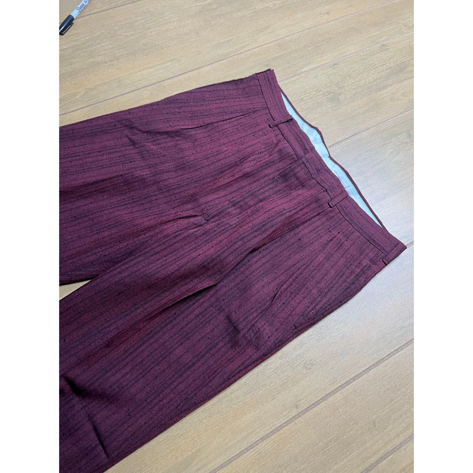 Vintage Vintage 1970s Burgundy Slub Trousers Talon USA Sz 35x31 Size US 35 - 9 Thumbnail
