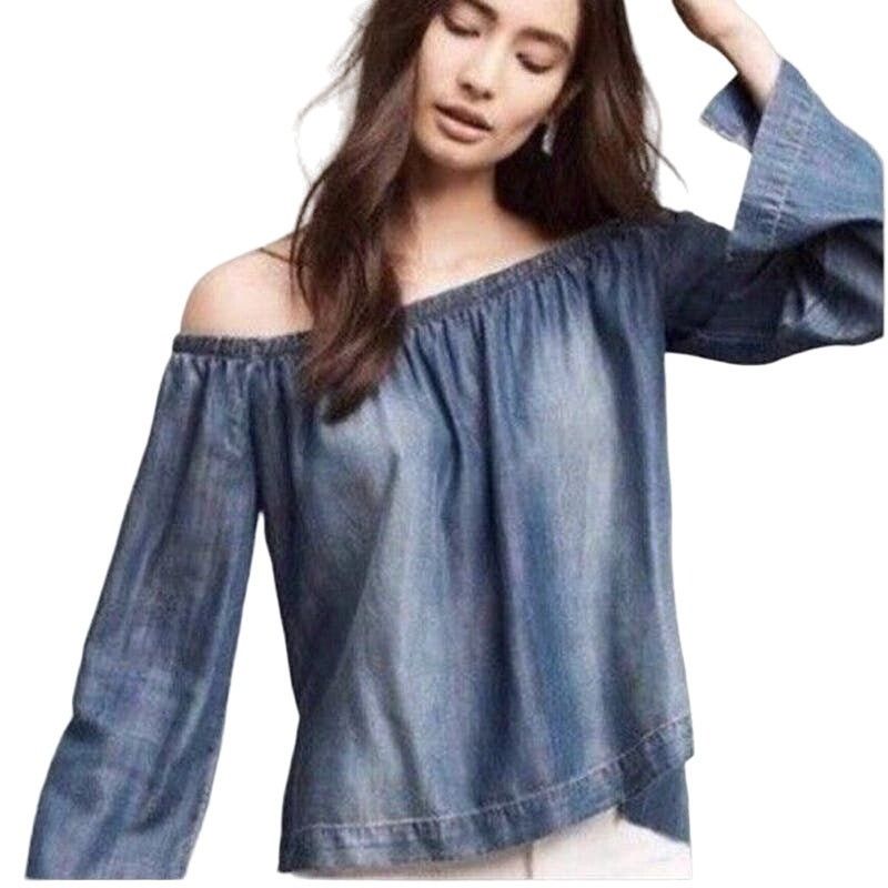 Other Cloth & Stone Off Shoulder Split Sleeve Side Chambray Top Size S / US 4 / IT 40 - 2 Thumbnail