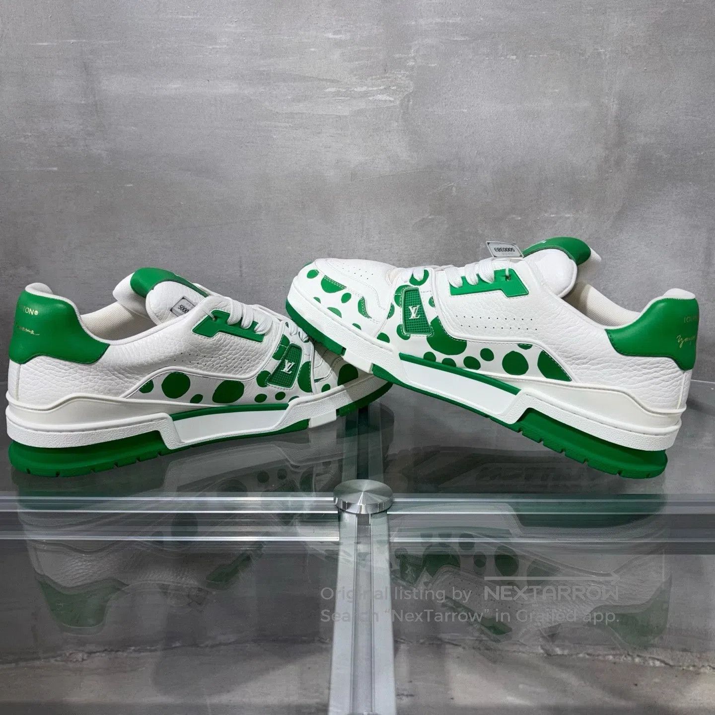 Louis Vuitton Louis Vuitton Trainer Yayoi Kusama White and Green shoes Size US 10.5 / EU 43-44 - 5 Thumbnail