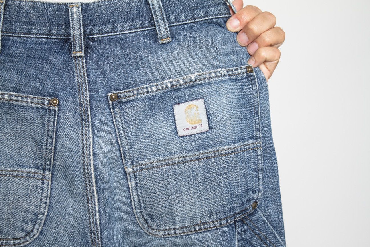 Carhartt BLUE FADED DISTRESSED HIGH DOUBLE KNEE PANTS BY CARHARTT Size US 28 / EU 44 - 6 Thumbnail