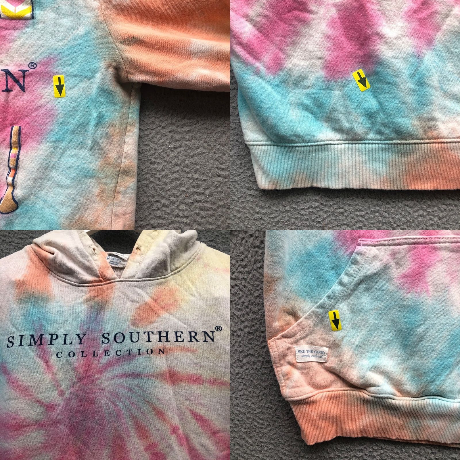 Vintage Simply Southern Sweatshirt Hoodie Womens Small S Graphic Tie Dye Blue Orange Pink White Crew Neck Pullover Pockets All Seasons Casual Size S / US 4 / IT 40 - 8 Thumbnail