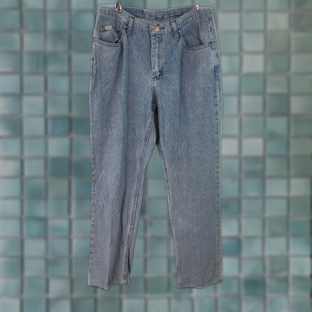 Vintage Riders Blue Denim Straight Jeans Women's Size 12 Regular Fit Stretch 34X32 Size 34" / US 12 / IT 48 - 1 Thumbnail