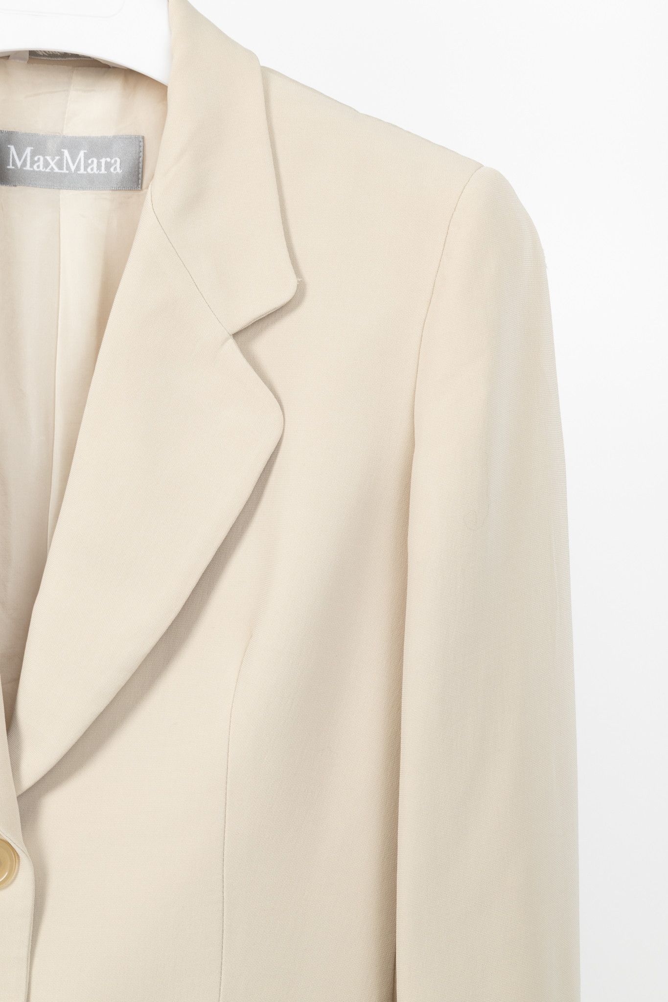 Max Mara Max Mara Beige Crepe Single-Breasted Blazer Size M / US 6-8 / IT 42-44 - 5 Thumbnail
