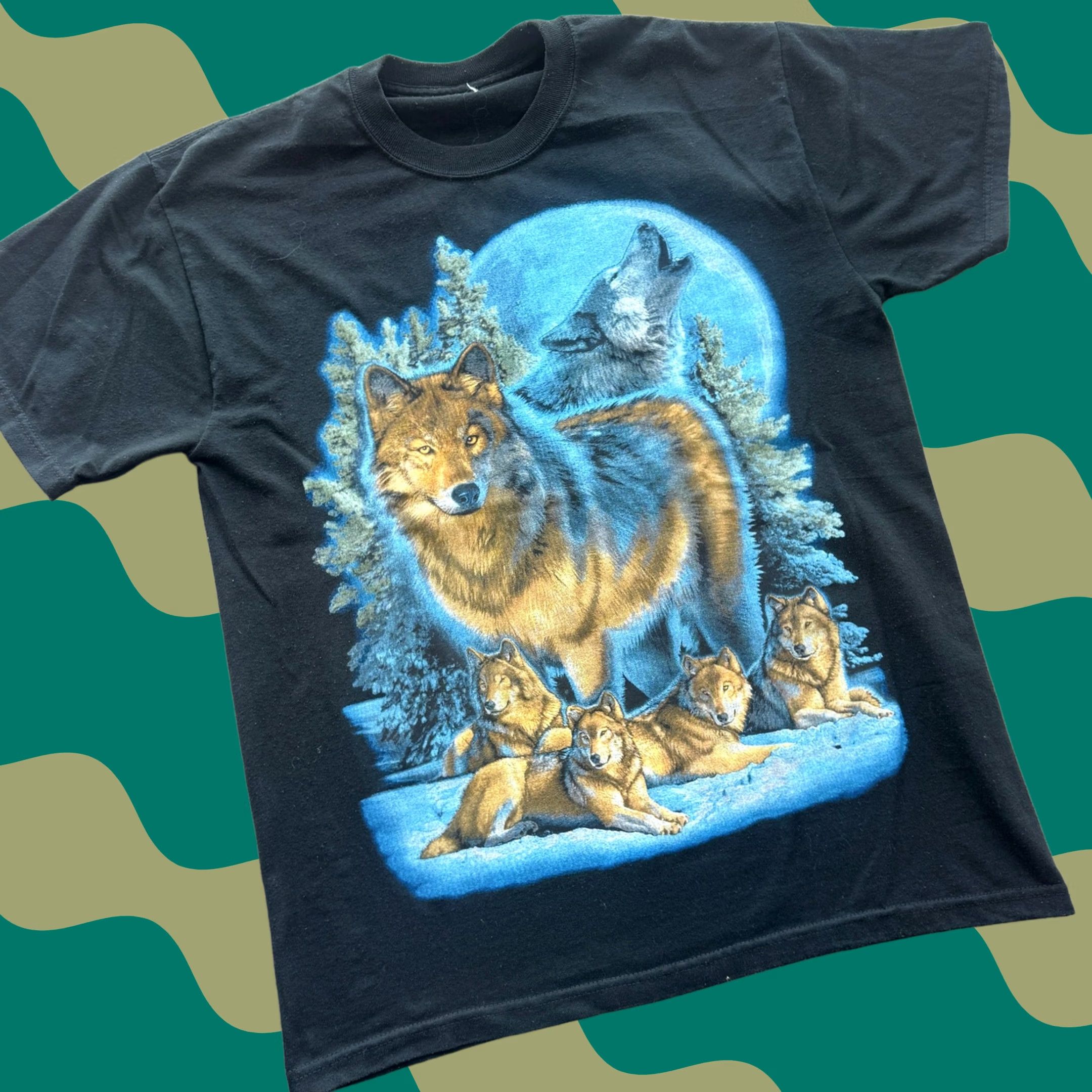 Vintage VINTAGE Wolf Winter Wonderland Nature Black Graphic Tee Men's M Size US M / EU 48-50 / 2 - 1 Thumbnail