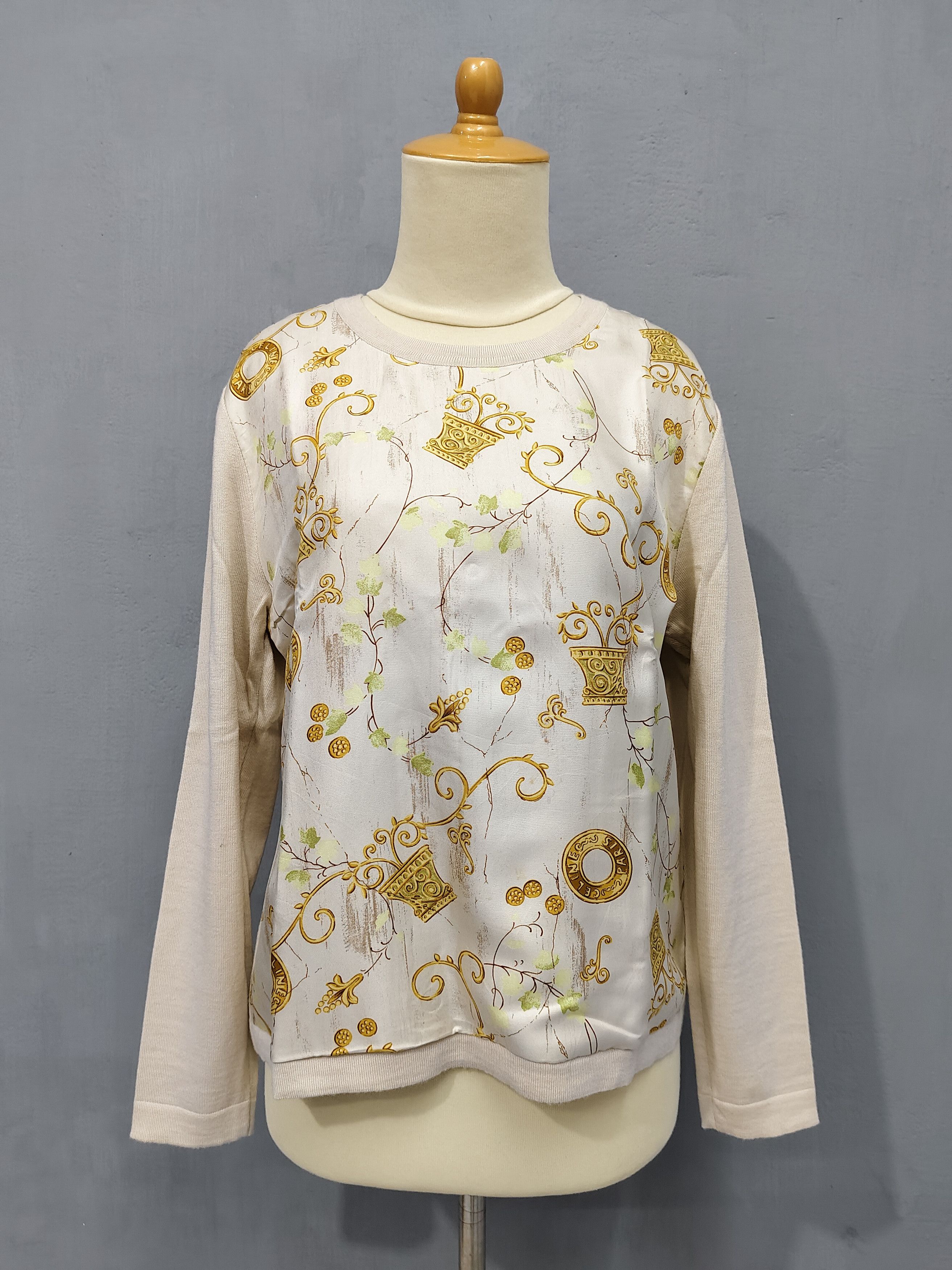 Celine 00s Celine- Silk Panel Baroque Classical Print Knit Top Size M / US 6-8 / IT 42-44 - 8 Thumbnail