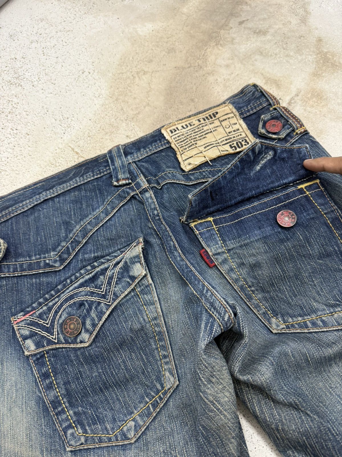 Edwin Vintage Edwin Blue Trip 503 Mudwash Dirty Distress Denim Size US 30 / EU 46 - 17 Thumbnail