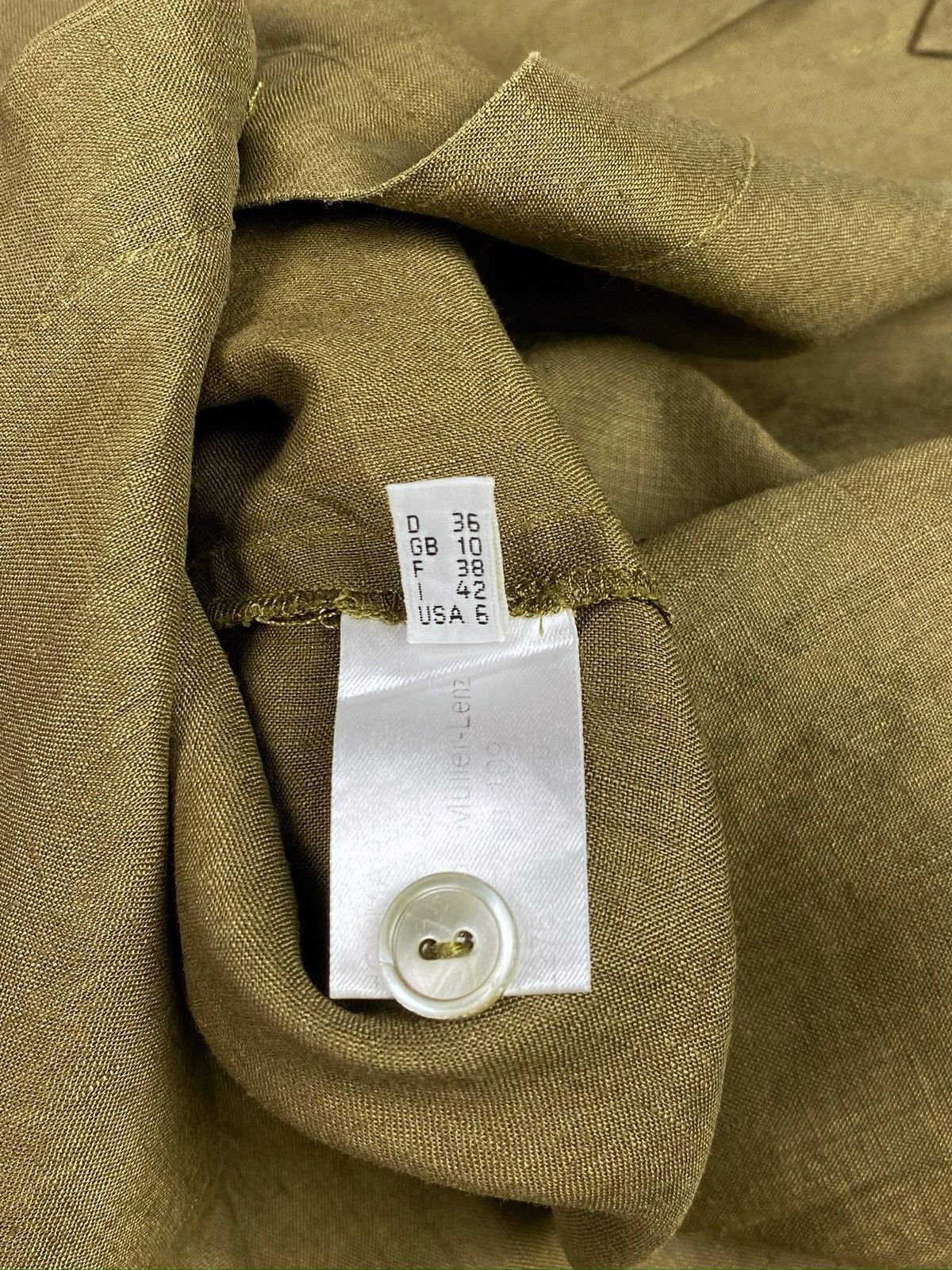 Vintage Women's KATHARINA HOVMAN 100% Linen LS Khaki Shirt US 6 Size M / US 6-8 / IT 42-44 - 15 Thumbnail