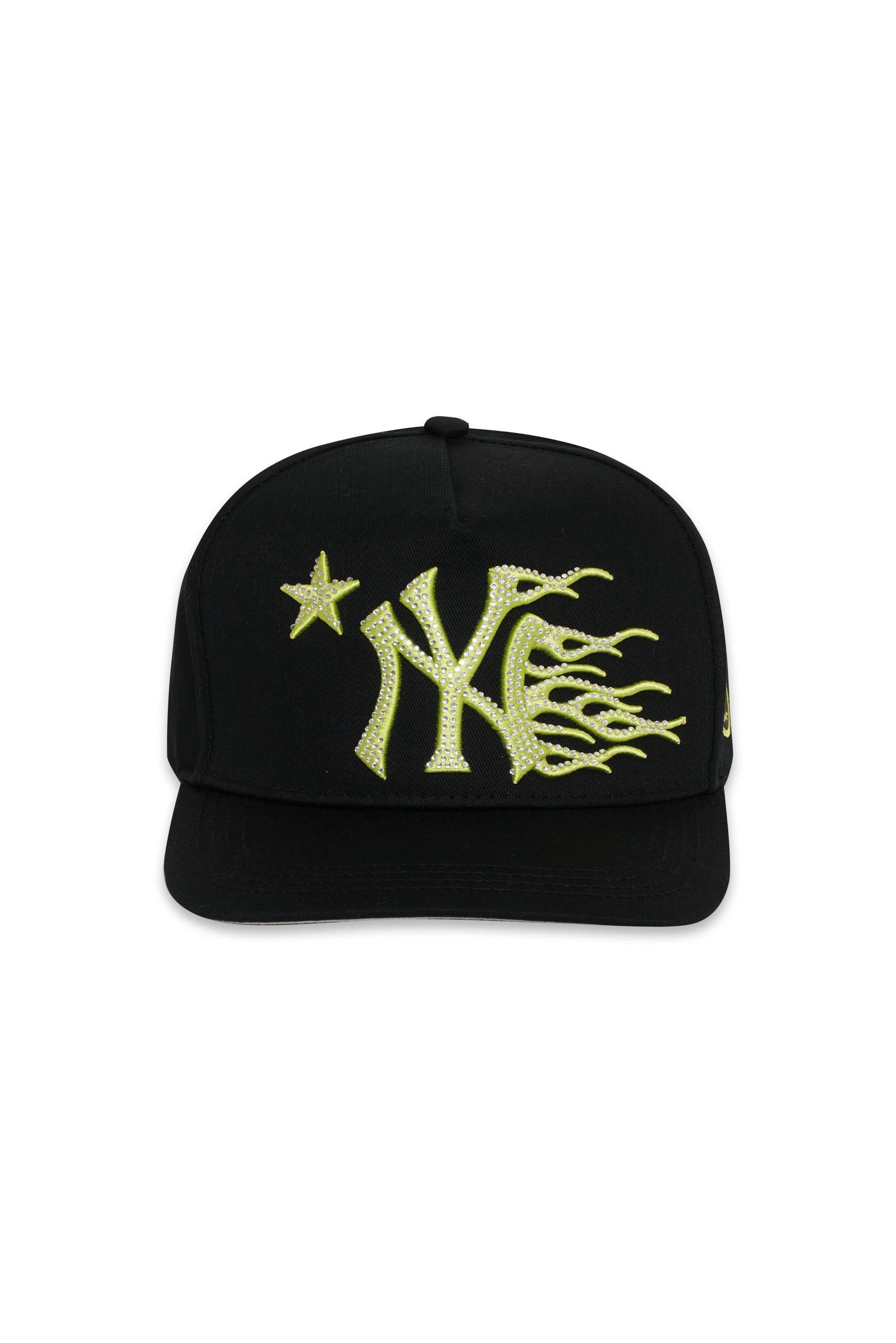 image of Hellstar Ny Snapback Hat Neon Black, Men's
