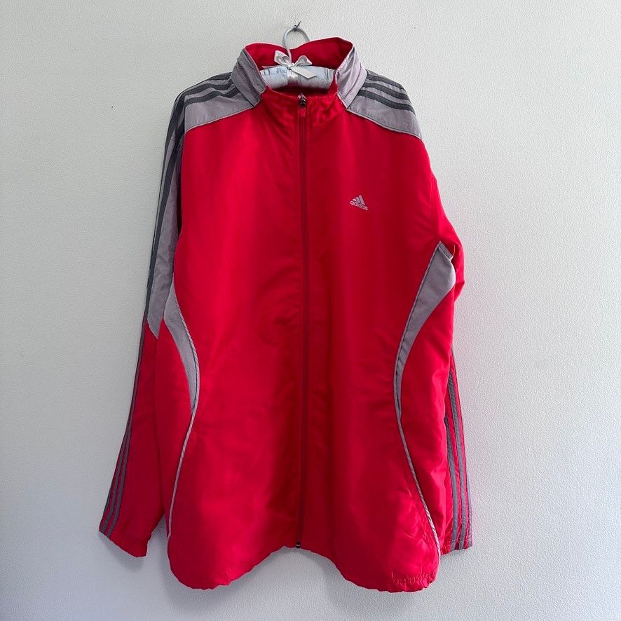 Adidas Adidas classic three stripe red and gray windbreaker size XL Size US XL / EU 56 / 4 - 2 Thumbnail