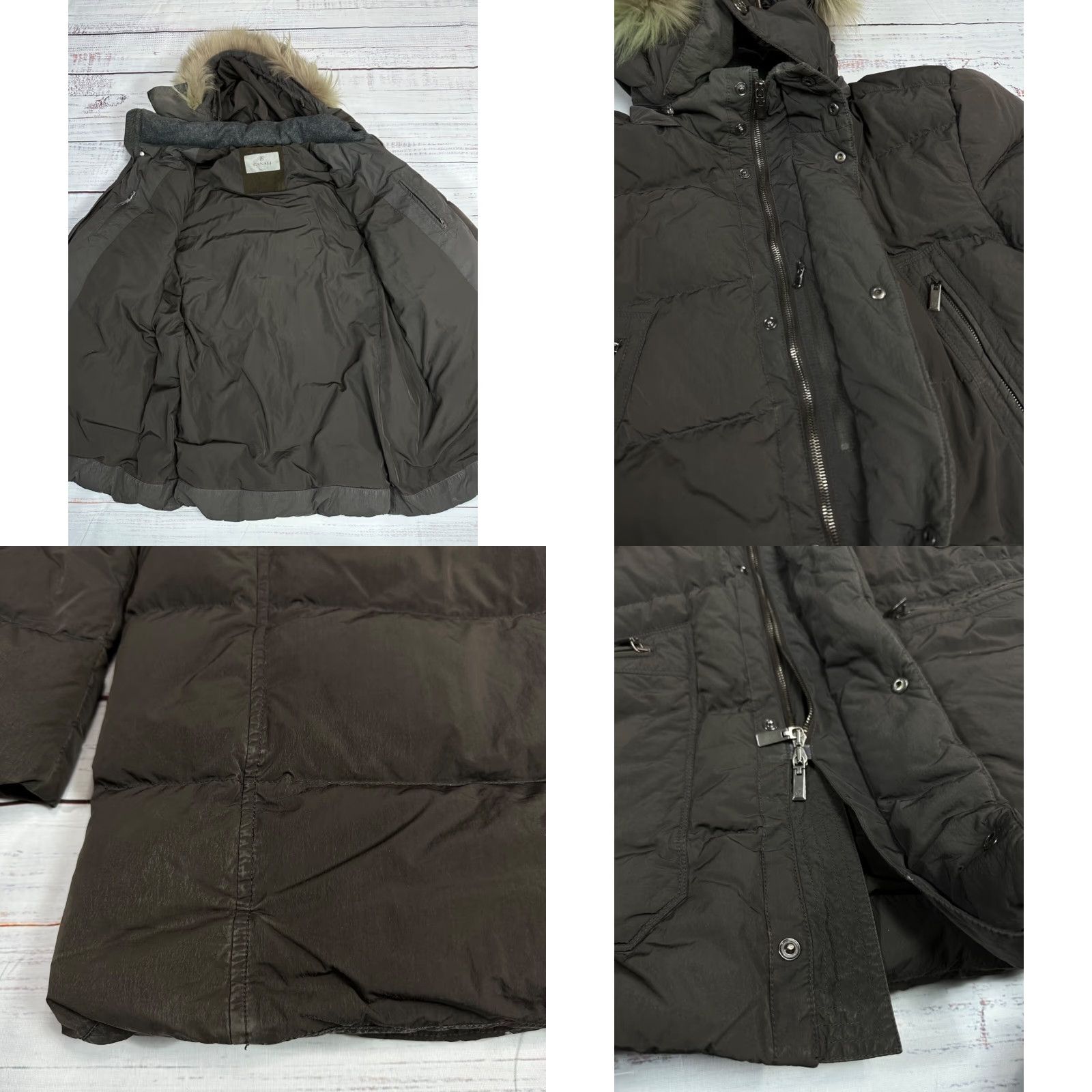 Canali Canali Men Parka Jacket Sz 54 US 44 Brown Faux Fur Hood Rain & Wind Tech Zip Front Size US S / EU 44-46 / 1 - 8 Thumbnail