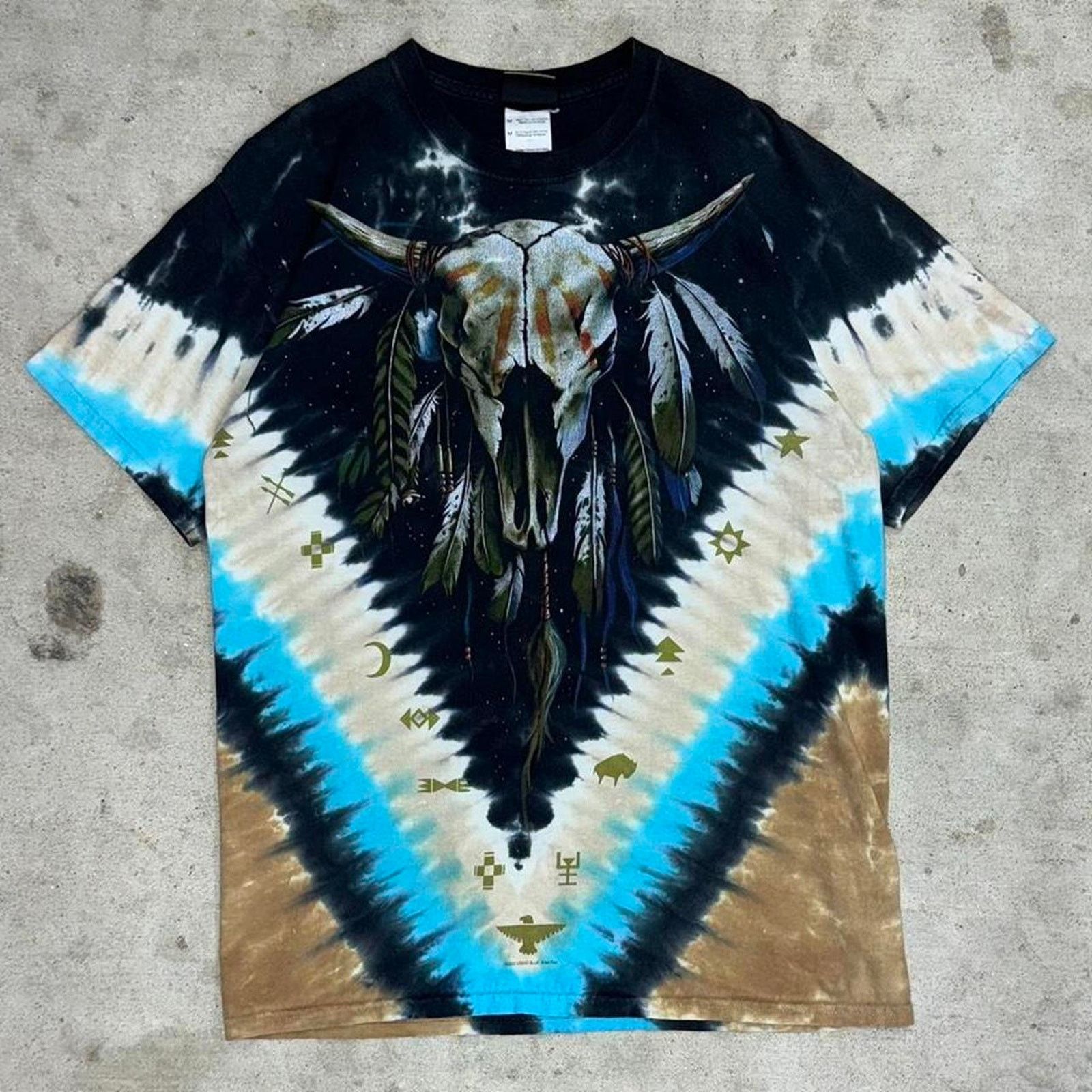 Liquid Blue Medium - Vintage y2k liquid blue aop tie dye skull t-shirt Size US M / EU 48-50 / 2 - 1 Thumbnail