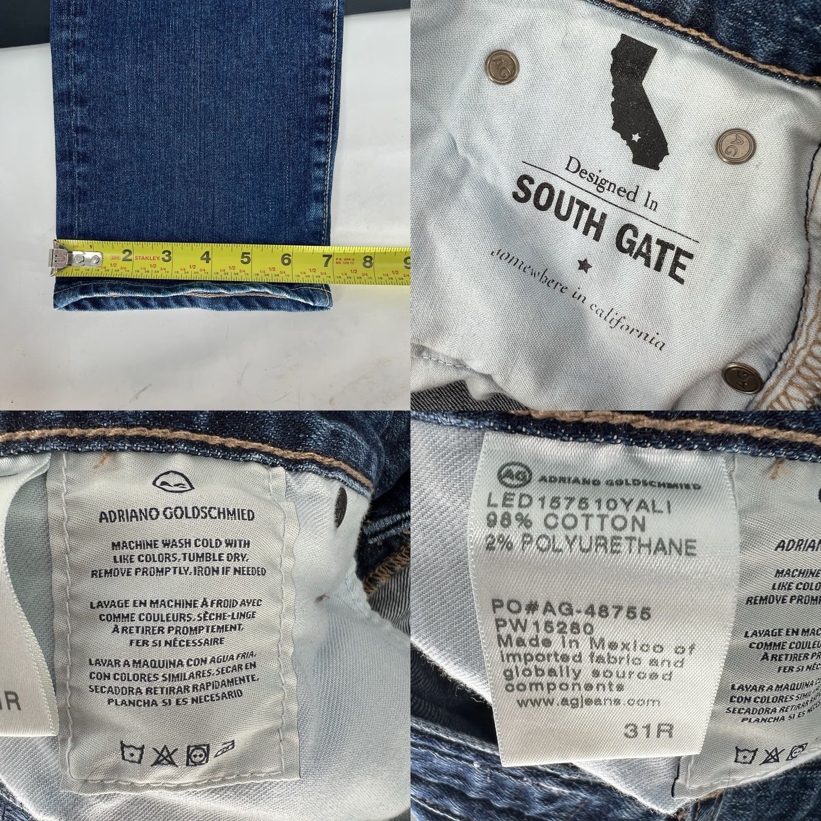 Vintage AG Adriano Goldschmied Jeans 31 Blue Boyfriend Slim Slim Jeans Womens 27in Inseam Blue Embroidered Logo Denim Cotton N/A Vintage No Ladies Size 24" / US 00 / IT 34 - 10 Thumbnail