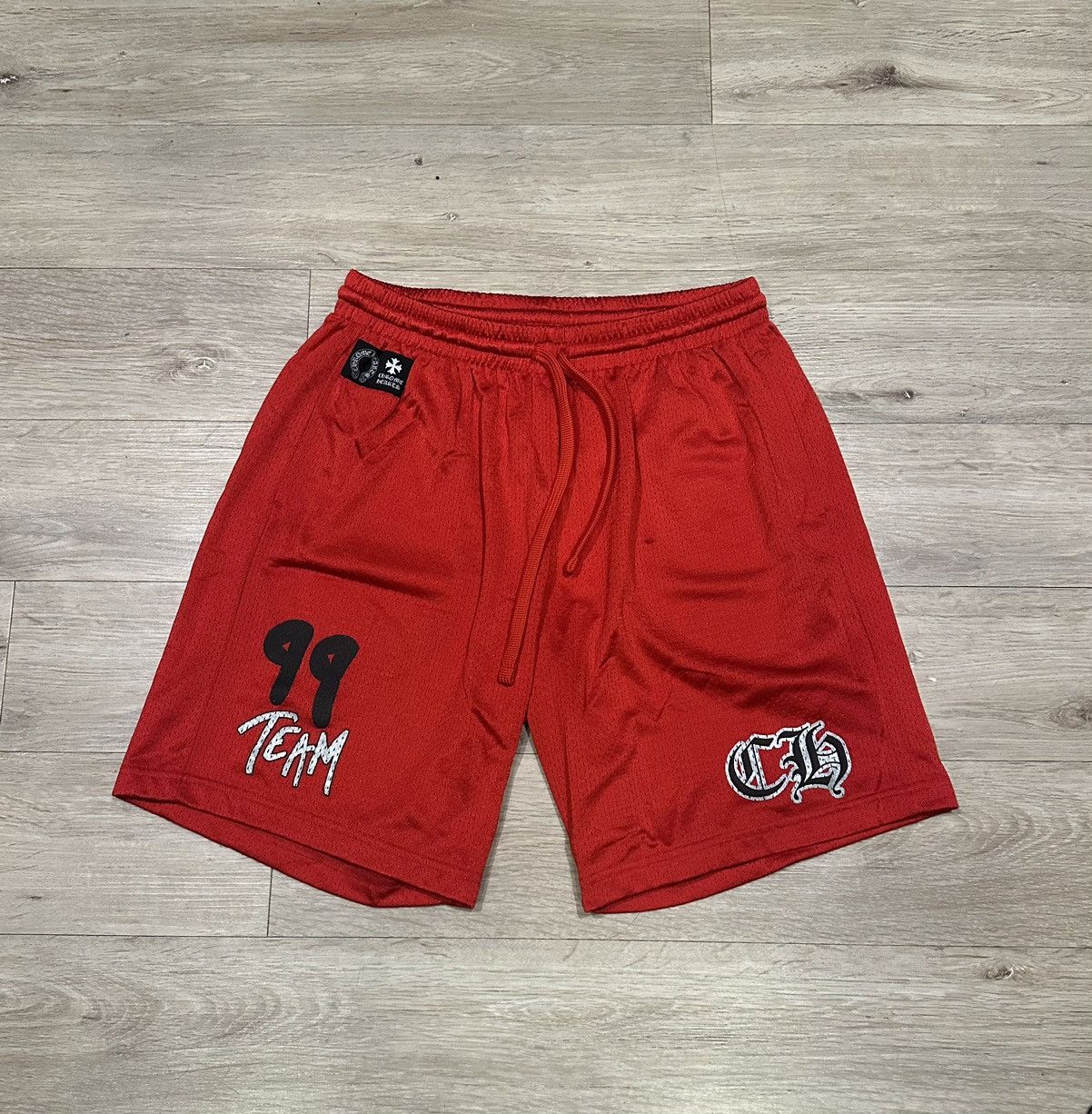 image of Chrome Hearts Matty Boy Form Mesh Shorts in Red, Men's (Size 34)