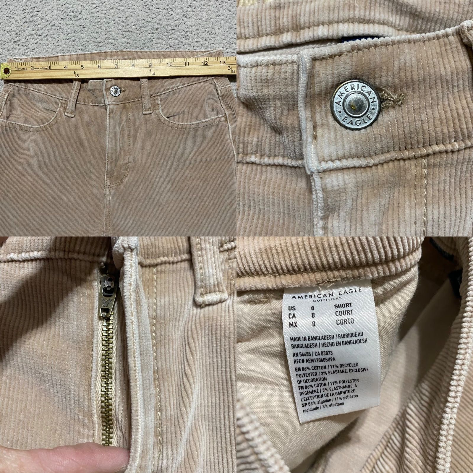 American Eagle Outfitters American Eagle Jeans Womens 0P Beige Corduroy Medium Wash High Rise Jegging Size 25" / US 0 / IT 36 - 8 Thumbnail