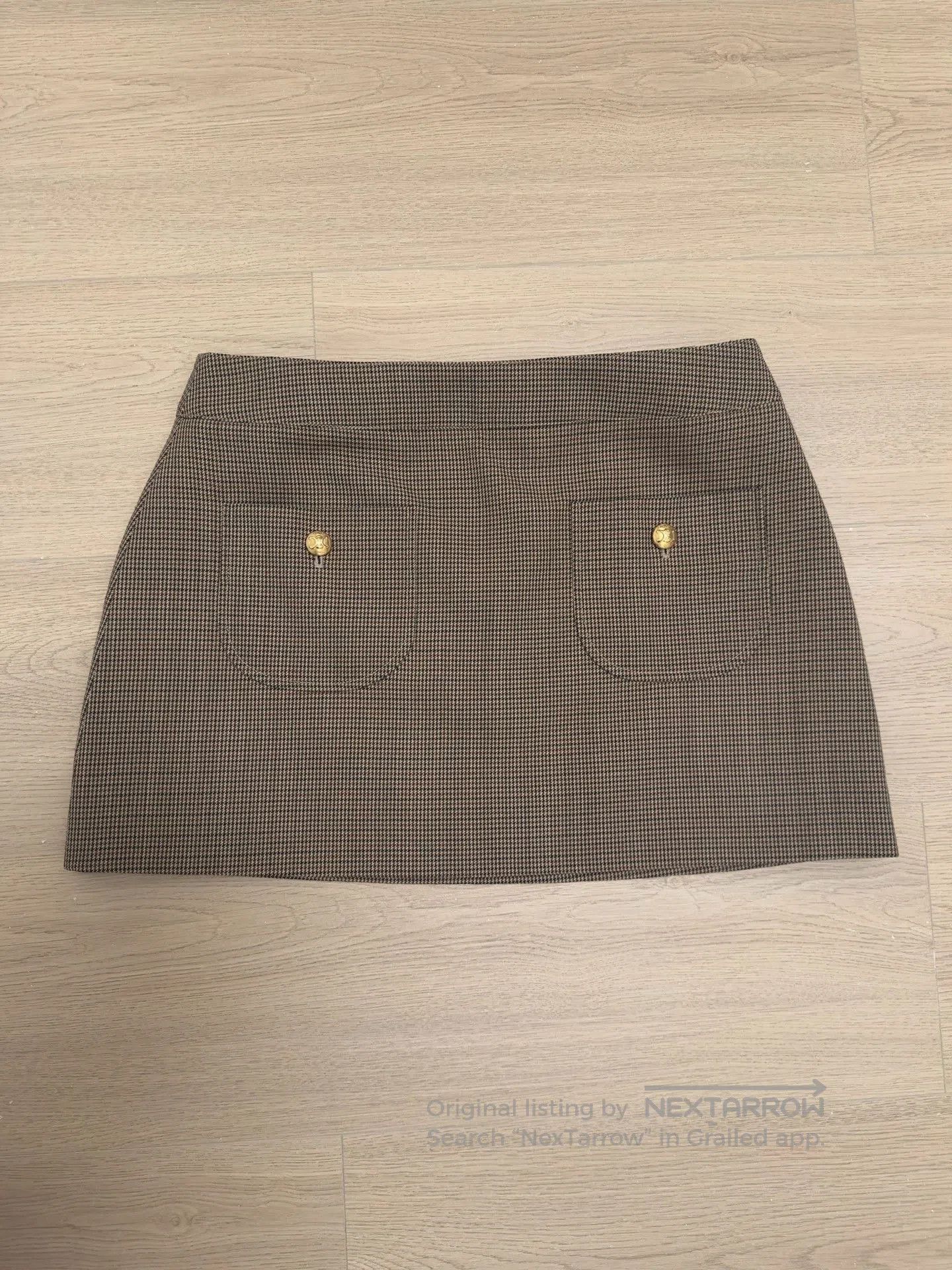 Celine Celine Houndstooth Wool Skirt Gold Buckle. Size 37" - 1 Thumbnail