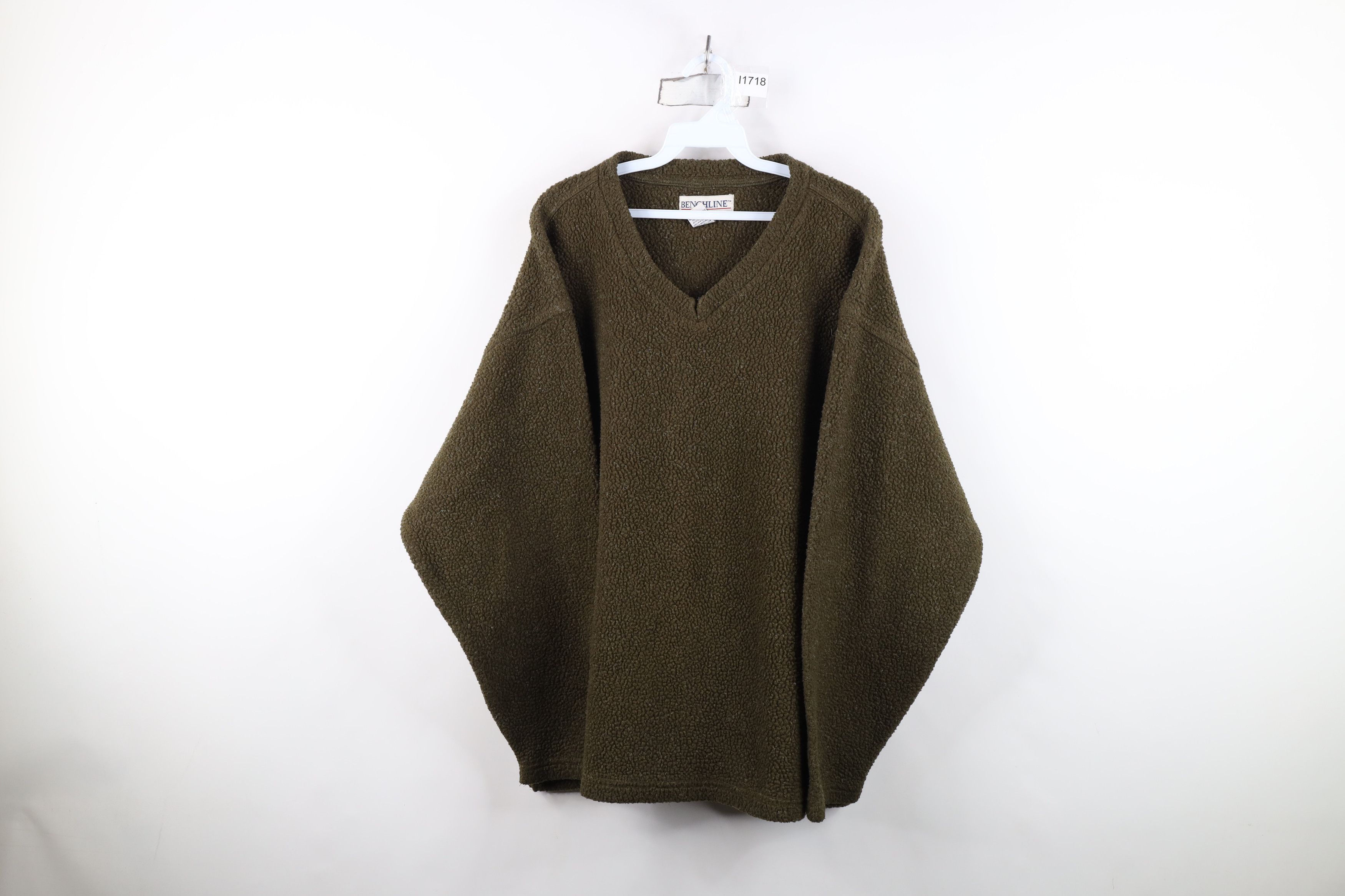 Vintage Vintage 90s Streetwear Baggy Deep Pile Fleece Sweater Green Size US L / EU 52-54 / 3 - 1 Thumbnail