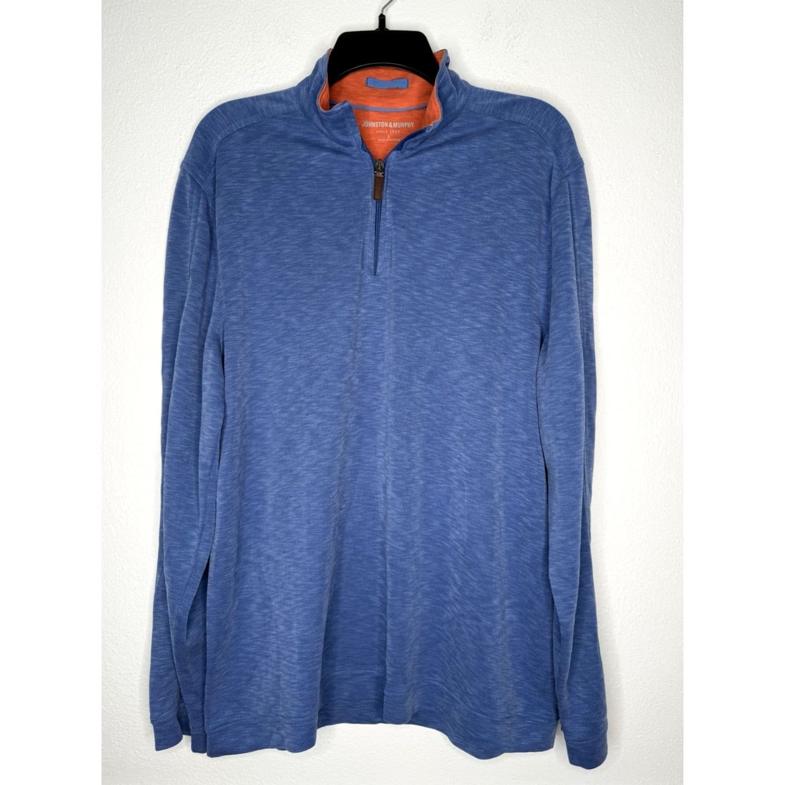 Johnston & Murphy Johnston & Murphy 1/4 Zip Pullover Mens Large Blue Lightweight Shirt Size US L / EU 52-54 / 3 - 2 Thumbnail