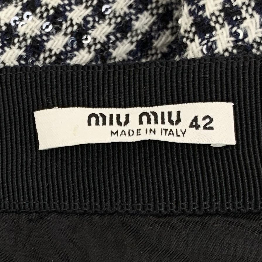 Miu Miu Miu Miu Houndstooth Sequin Bow Skirt Grey (42) Size 28" / US 6 / IT 42 - 5 Thumbnail
