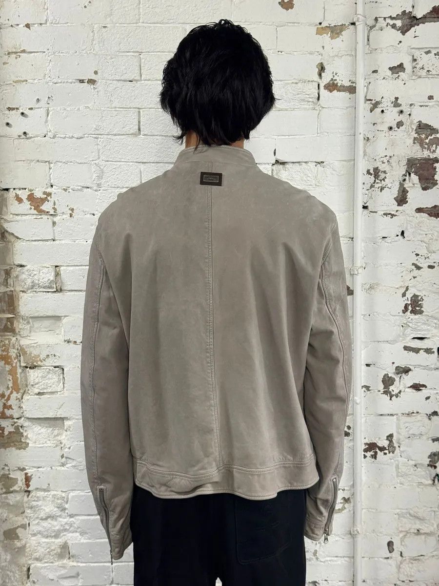 Dolce & Gabbana 2010s Dolce & Gabbana Grey Biker Minimalist Leather Jacket Size US L / EU 52-54 / 3 - 3 Thumbnail