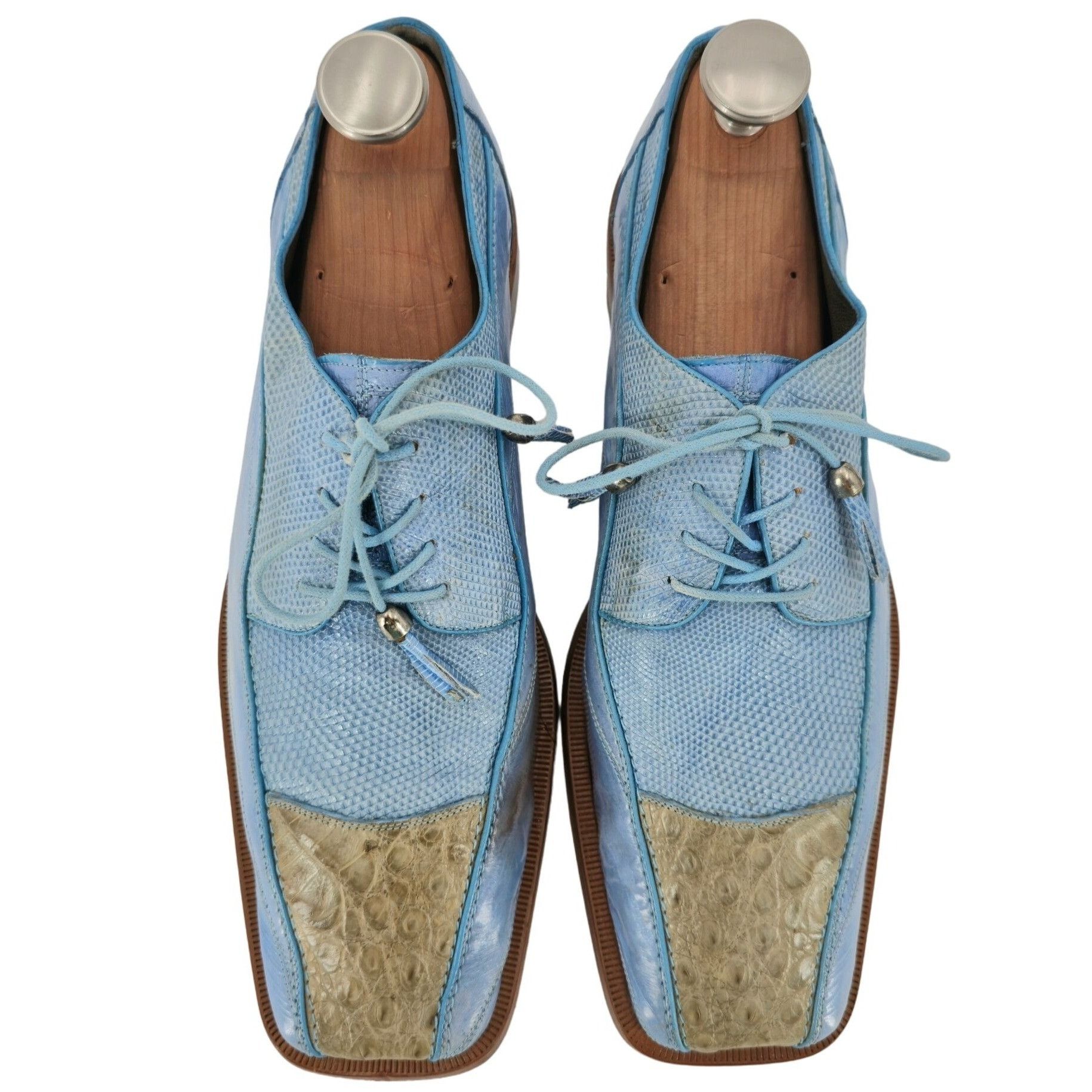 Other Vintage Exotic Romano Eel Crocodile Dress Shoes Baby Blue Cr Size US 9.5 / EU 42-43 - 8 Thumbnail