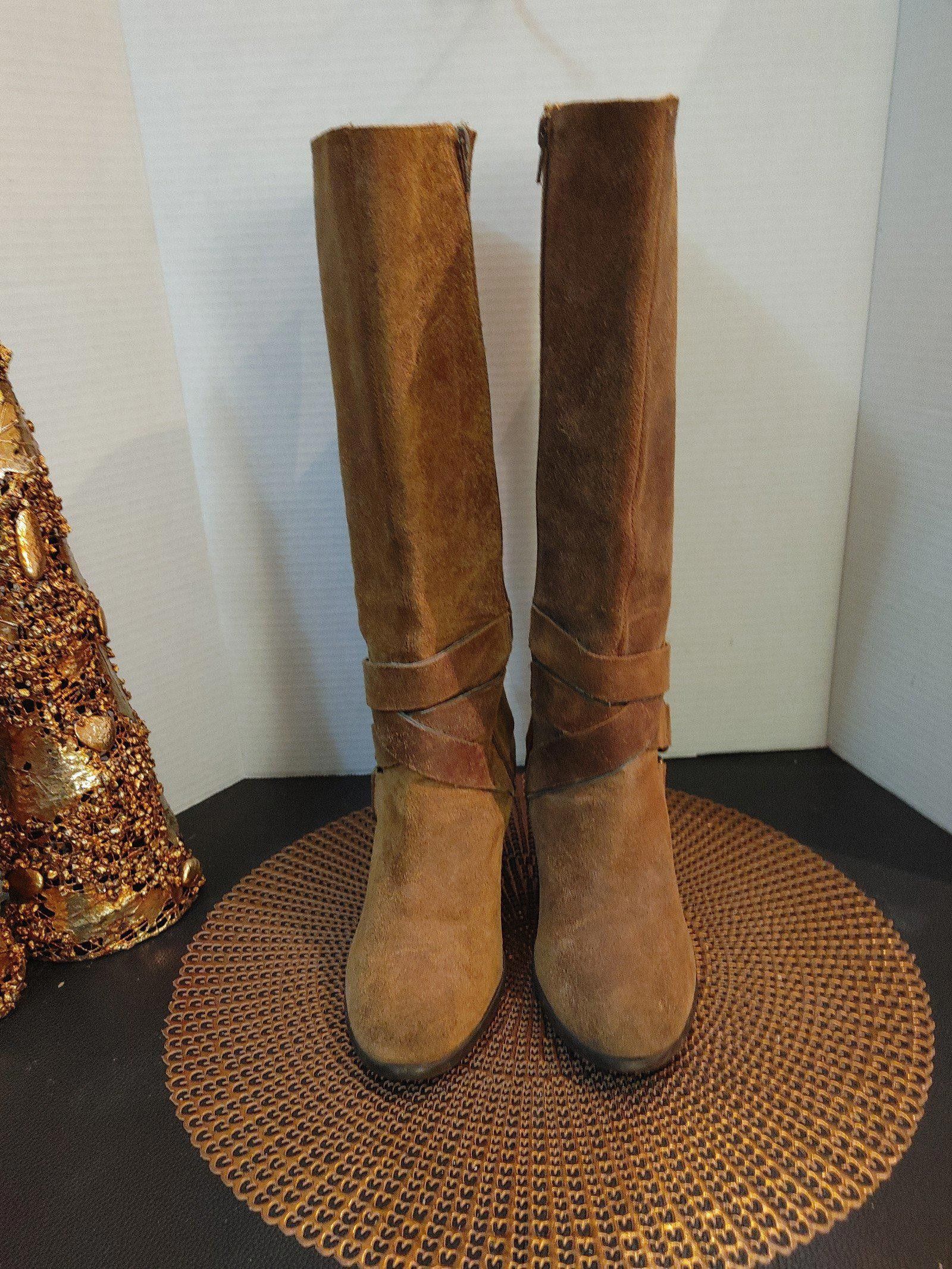 Designer Fergie Suede Biker Boots Size 9.5 Size US 9.5 / IT 39.5 - 2 Thumbnail