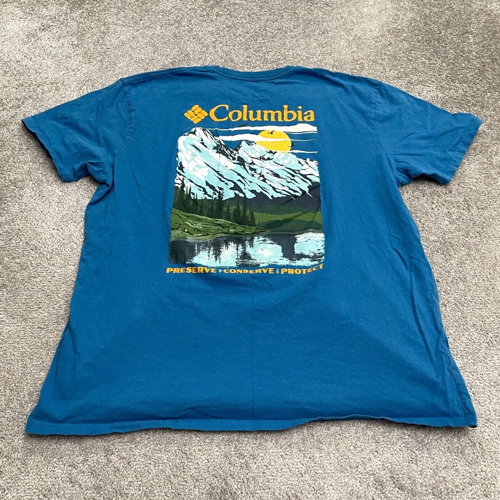 Vintage Columbia T-Shirt Mens XXL Blue Crew Neck Short Sleeve Cotton Casual Tee Size US XXL / EU 58 / 5 - 2 Thumbnail
