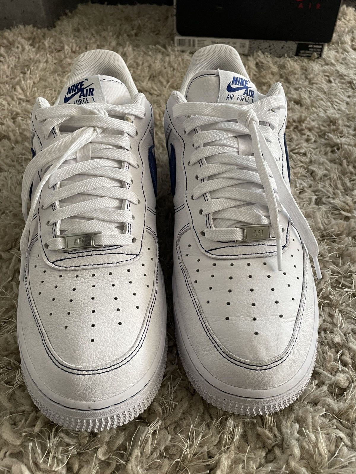 Nike Nike Air Force 1 White Deep Royal Size US 11.5 / EU 44-45 - 5 Thumbnail