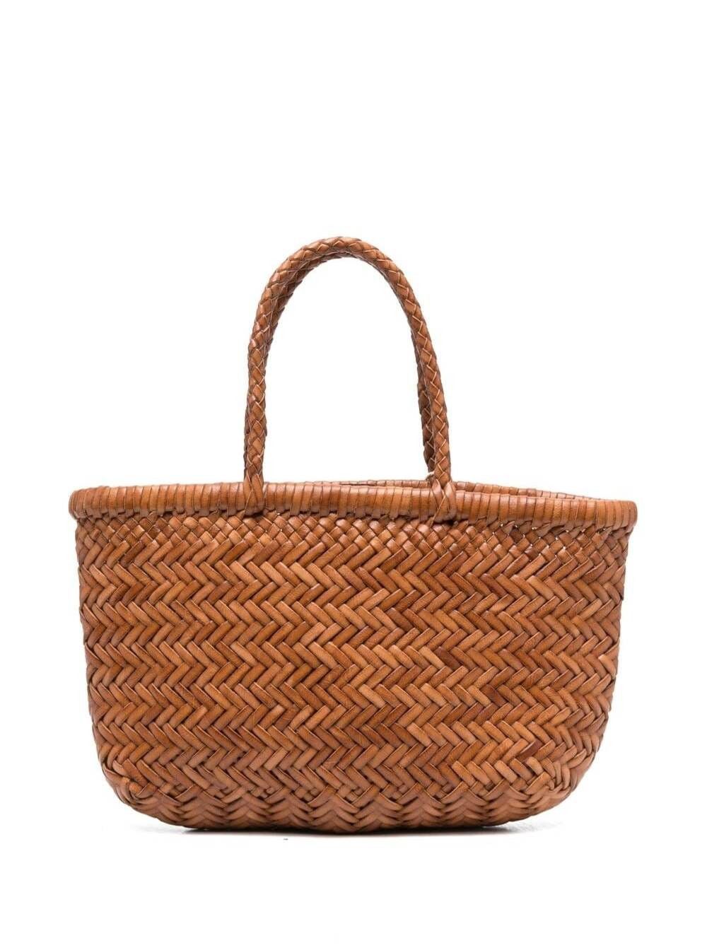 Dragon Diffusion 'gora' Brown Mini Shoulder Bag With Two Top Handles And Interwoven Design In Leather Woman, Women's
