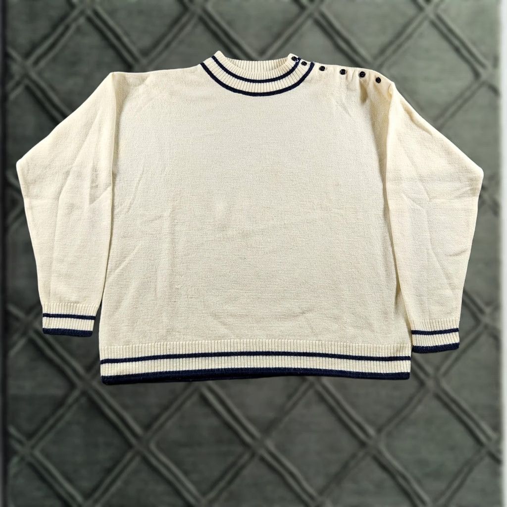 Pendleton Vintage Pendleton Sweater Mens Medium White Wool Button Shoulder Nautical 80s Size US M / EU 48-50 / 2 - 1 Thumbnail