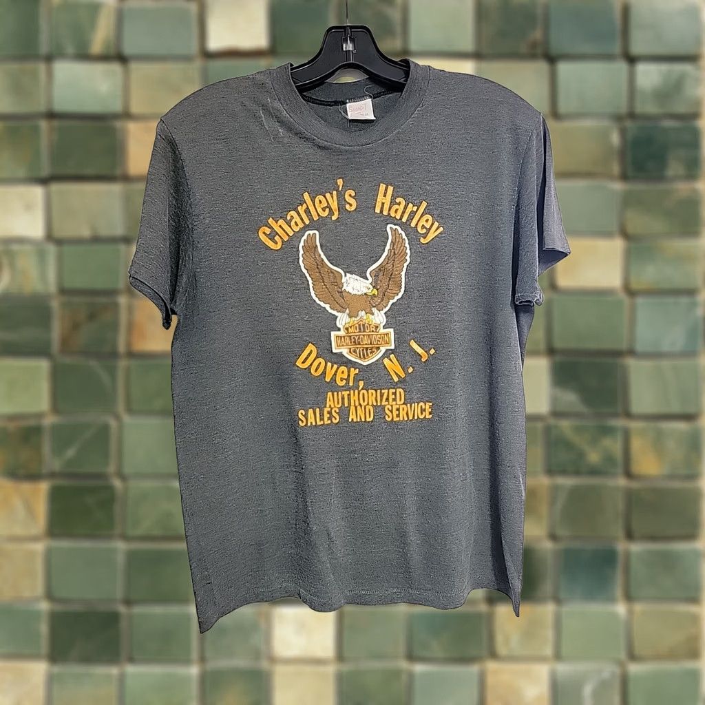 Harley Davidson VINTAGE Harley Davidson Sport-T Shirt Gray Large Men Short Sleeve Crew Neck Motorcyle Biker 80s Size US L / EU 52-54 / 3 - 1 Thumbnail