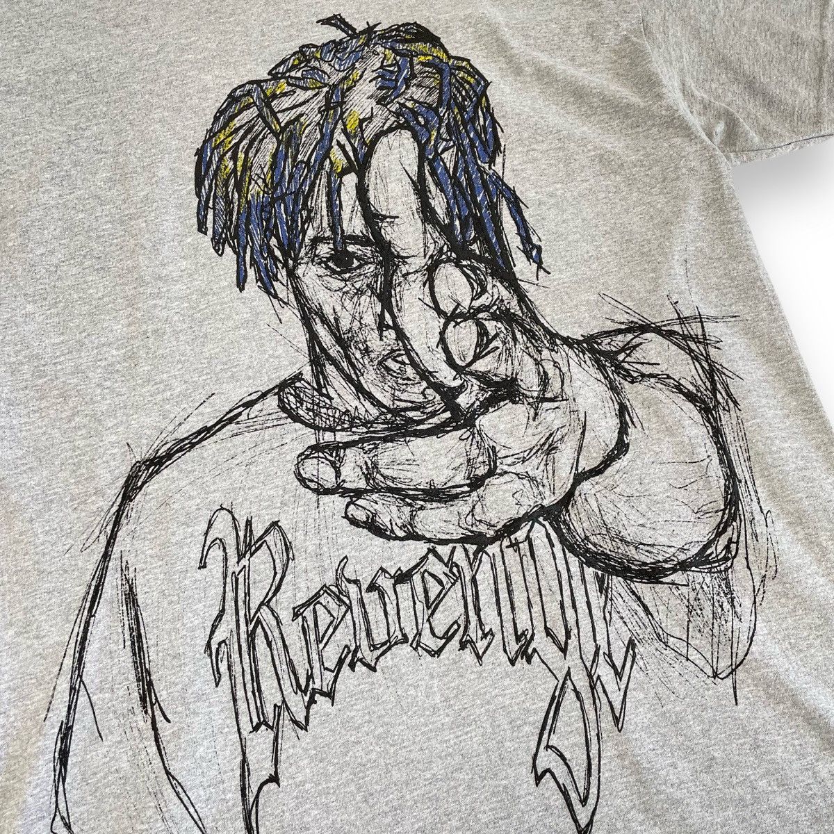 999 Club × Revenge Revenge x Juice WRLD Sketch T-Shirt Grey