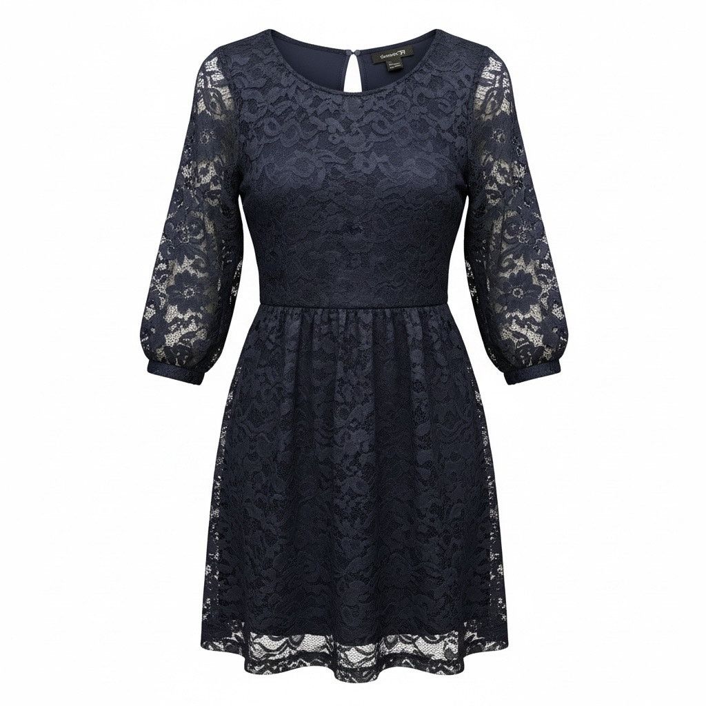 Forever 21 Forever 21 Women’s Small Navy Blue Lace Fit & Flare Dress Size S / US 4 / IT 40 - 1 Thumbnail