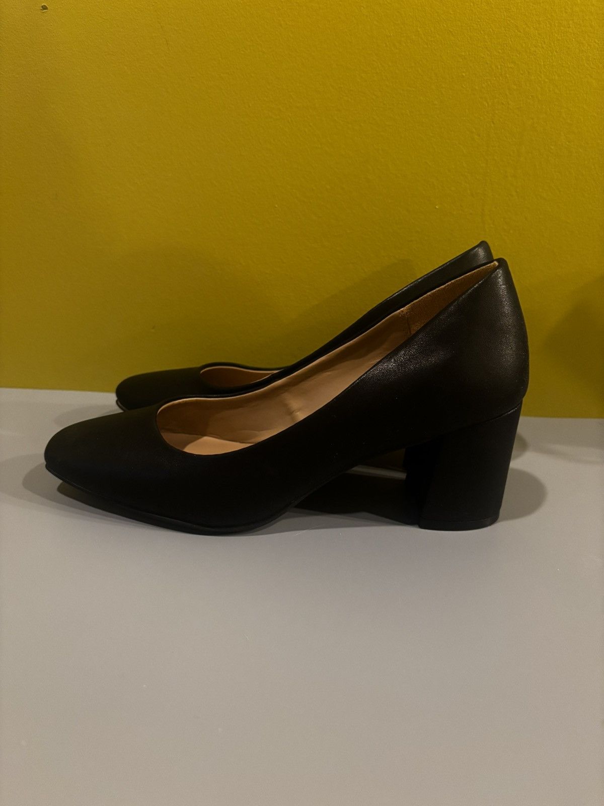 Naturalizer Black leather square heels0921 Size US 8 / IT 38 - 4 Thumbnail