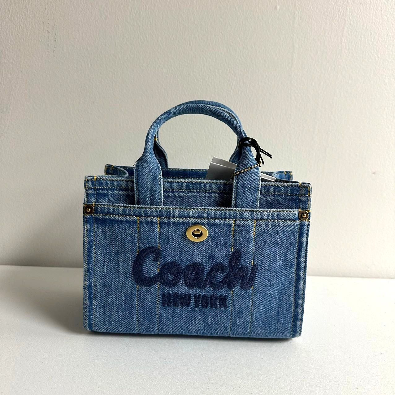 Coach Coach Mini Denim Cargo Tote Bag 20 Brass / Indigo CZ100 NWT Size ONE SIZE - 11 Thumbnail