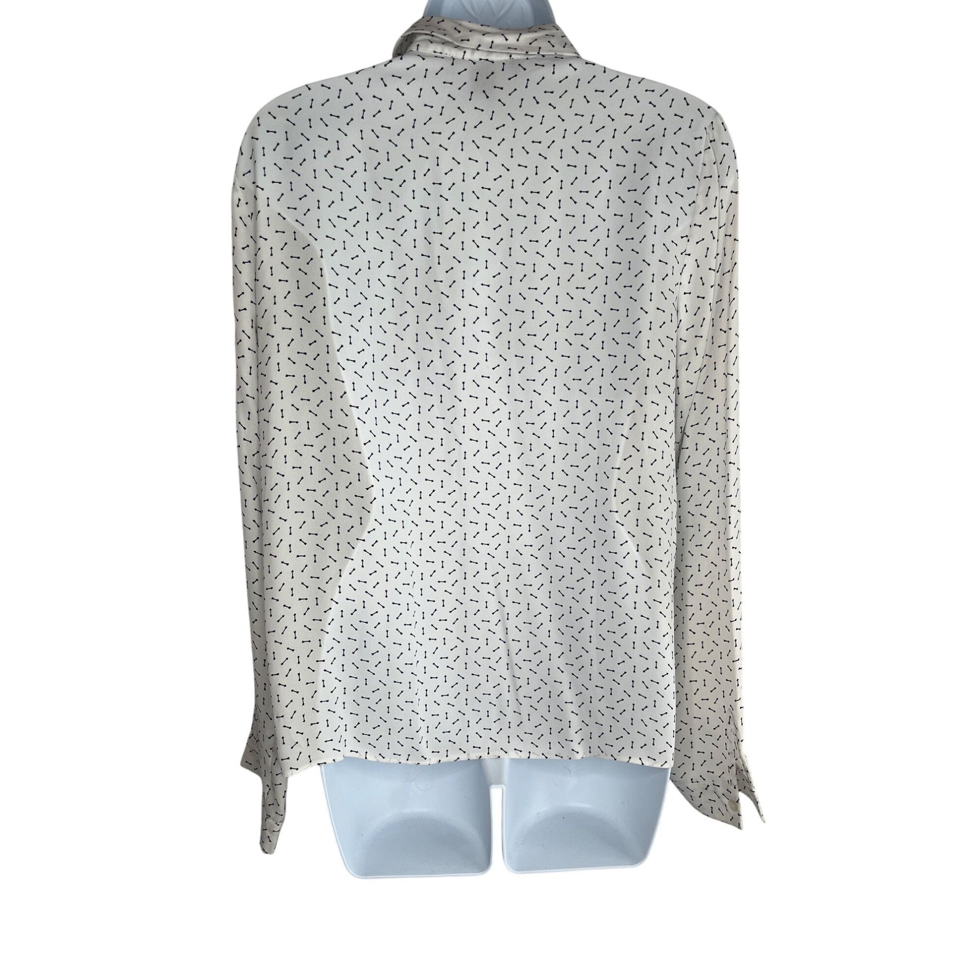 Vintage Atmosphere Womens Long Sleeve Button-Up Blouse White/Black A Size M / US 6-8 / IT 42-44 - 2 Thumbnail