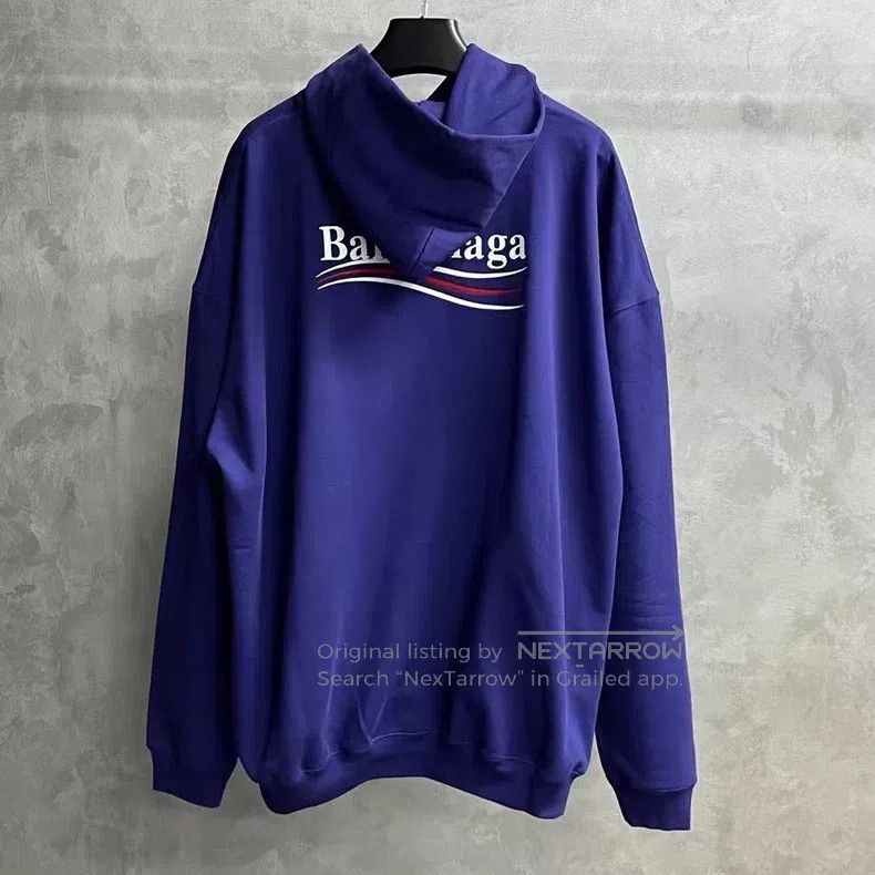 Balenciaga Balenciaga Blue letter embroidery hooded long-sleeved swea Size US L / EU 52-54 / 3 - 4 Thumbnail