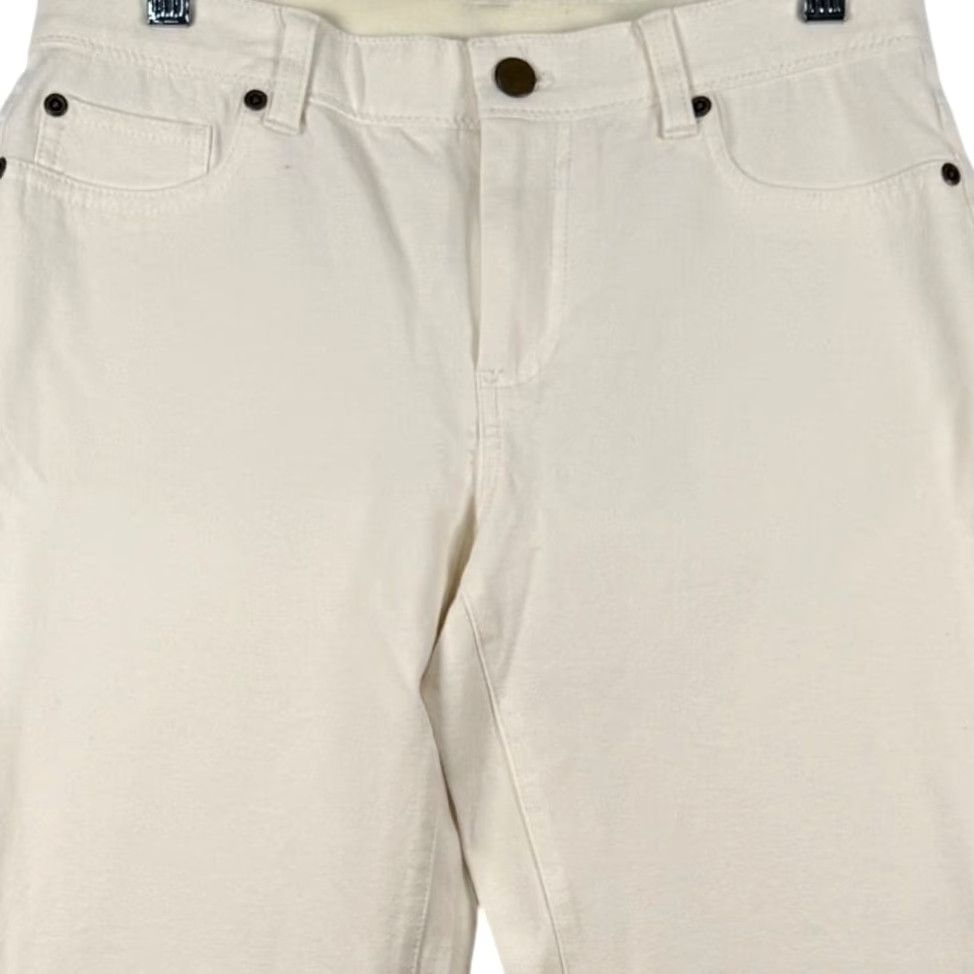 Vintage Chico's Pants Straight Leg Ivory 4 Chino Flat Front Button Zip Stretch Twill 28 Inseam, 29 Waist Womens Size 27" / US 4 / IT 40 - 2 Thumbnail
