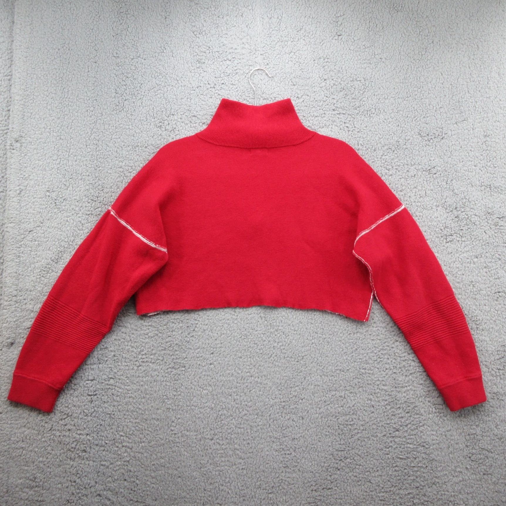 Vintage Silence + Noise Cropped 1/4 Zip Pullover Sweater Womens S Red Cozy Size S / US 4 / IT 40 - 6 Thumbnail