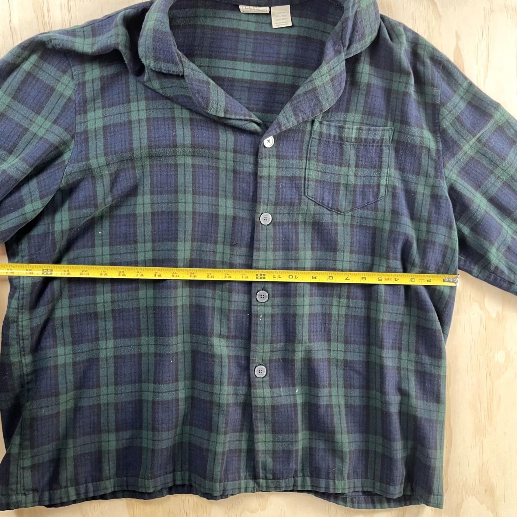 Vintage L.L. Bean Pajama Top Mens 2XL Green Plaid Flannel Long Sleeve Sleepwear Size US XXL / EU 58 / 5 - 4 Thumbnail
